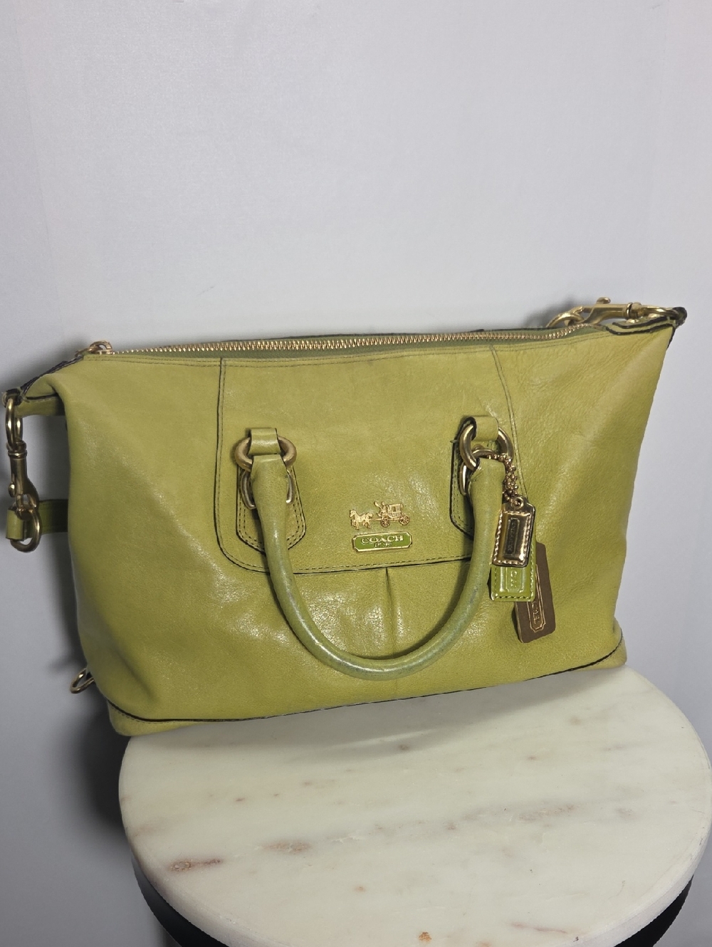Coach Madison Sabrina Chartreuse Leather Satchel with Gold Hardware VINTAGE